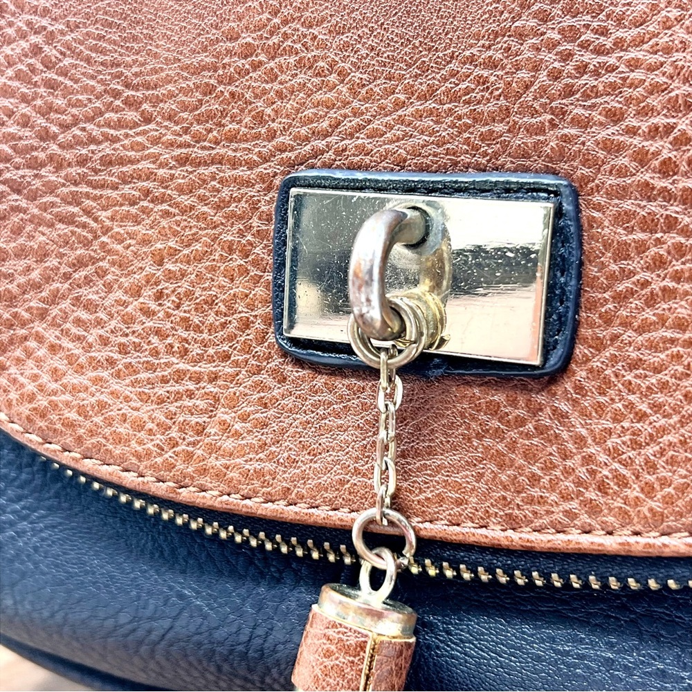 Mix. No.6 Black and Brown faux leather Multi Zip Crossbody Bag with Tassel. - Picture 10 of 11